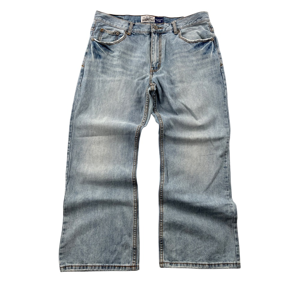 Aeropostale Benton Bootcut Jeans Mens 36x30 Blue Denim Distressed Y2K Baggy